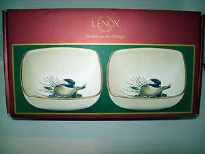 NEW LENOX american by design WINTER GREETINGS SET OF 2 DIPPING BOWLS 