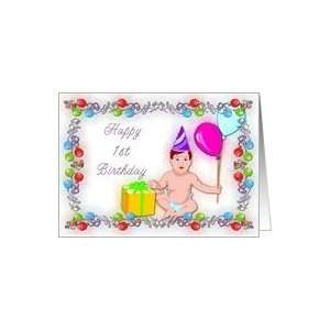  Happy 1st Birthday mosaic balloon frame Card Toys & Games