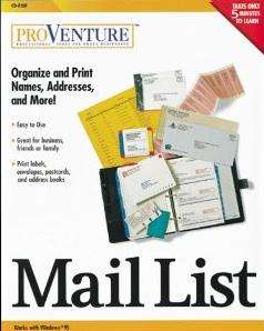 ProVenture Mail List PC CD organize, print names & more  