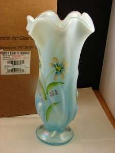 Fenton 9 3/4 Aquamarine Swung Vase Mint in Box #12 706  