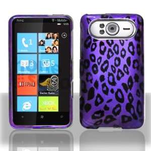  HTC HD7 Purple Black Leopard Case Cover Protector with Pry 