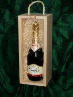 Wood Champagne Wine Gift Box Crate Clear Front Panel  
