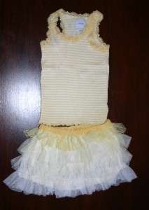   Daisy Fields Yellow Lace Striped Tank Top Swing Set Tutu Skirt  
