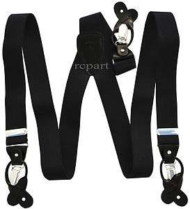 NEW Convertible mens suspenders braces BLACK  
