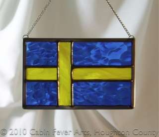 STAINED GLASS Artwork SWEDISH FLAG Sweden Swede Art S  