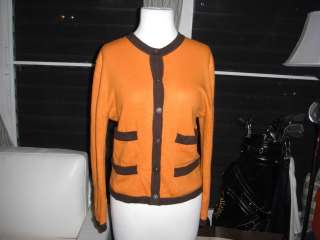 CHANEL 96A cashmere knit sweater cardigan Orange/ Brown 38/6  