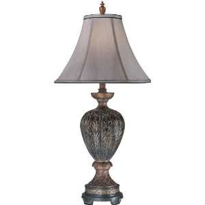  Table Lamp Antique Bronze with Fabric Bell Shade