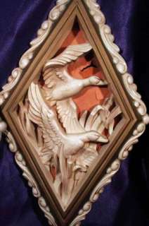 Vintage Plaque Resin Carved Swans Geese 17 Pair  