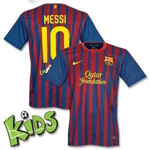  11 12 Barcelona Home Jersey + Messi 10   Boys