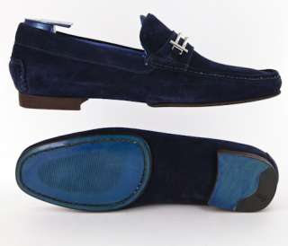 New $900 Sutor Mantellassi Navy Blue Shoes 8/7  