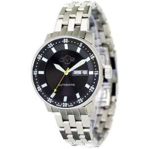  GEVRIL 2 MENS AUTOMATIC SWISS WATCH LINK BAND BLACK DIAL 