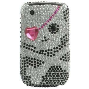  Sparkling Silver Black Skull with Pink Diamond Heart Eye Patch 