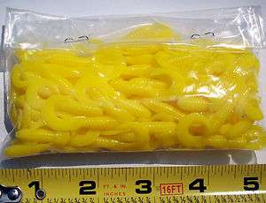 100 YELLOW 2 CURLY GRUBS Trout, CRAPPIE, Bream Lures  