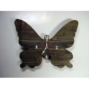  BUTTERFLY Stained (Black) Wall Clock 