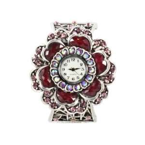  Gorgeous Flower Women Bracelet Watch in Graytone Plate Stunning 