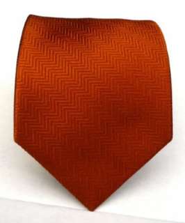    100% Silk Woven Herringbone Burnt Orange (Rust) Tie Clothing