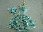 pc.blues to white crocheted gown, hat, 