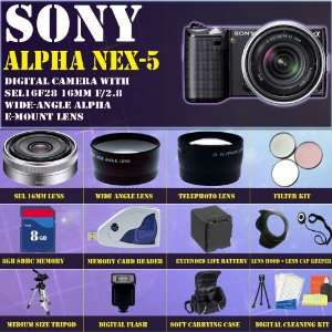 Interchangeable Lens Digital Camera (Black) with Sony Sel16f28 16mm 