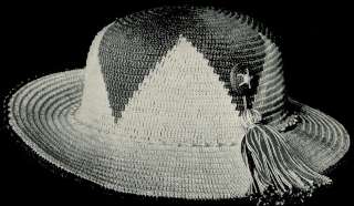 Vintage Womens Crocheted Sun Hat Crochet Pattern 1917  