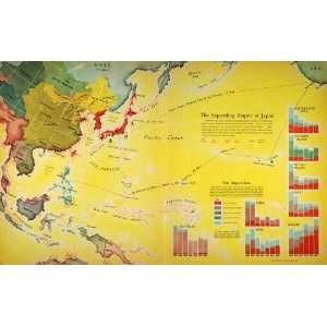  1936 Print Map Japanese Empire Japan Pacific China Art Yen Imports 