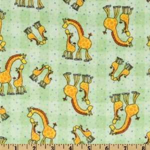   Flannel Giraffes Apple Green Fabric By The Yard Arts, Crafts & Sewing