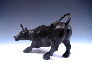 Red Copper Crafted Wall Street Symbol Furious Bull  