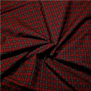   Reversible Plaid Cotton Fabric, Burgundy Red, Gold, & Green BTY  