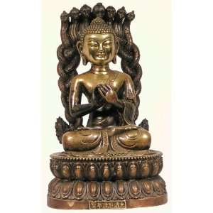 Tibetan Silver Statue Naga Buddha 