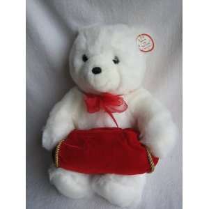 Gund 15 Plush White Teddy Bear with Red Gift Pouch 