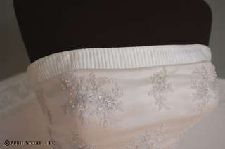   Bridals Ivory & Blush Satin w/ Lace Strapless Wedding Dress 10 NWOT