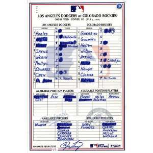   05 2005 Game Used Lineup Card (Jim Tracy Signed)