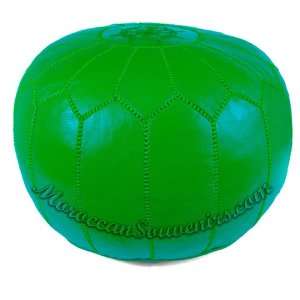  Dark Green Moroccan Leather Pouf