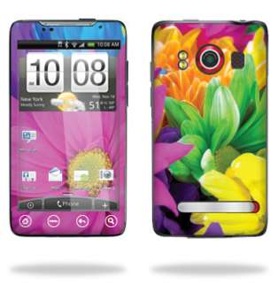 Protective Vinyl Skin Decal for HTC EVO 4G – Colorful Flowers  