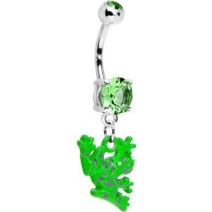  Green Gem Rain Forest Tree Frog Belly Ring Jewelry