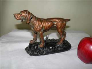 ANTIQUE HAND PAINTED METAL HUNTING DOG WITH PRAY DOOR STOP  