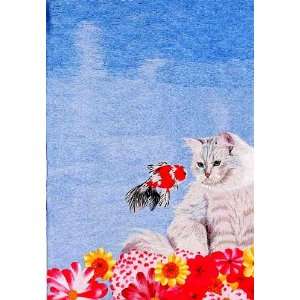  Vietnamese Embroidery   14 x 19 Cat and Fish   EBB166 
