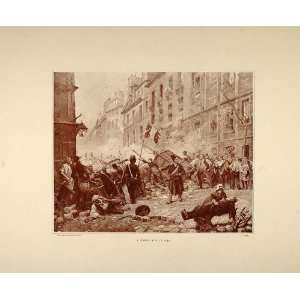  1893 Print Revolution Street Barricade 1830 France Cain 