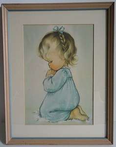 Charlot Byj Original 1940s Framed Print A Childs Prayer Little Girl 