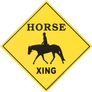  Horse Xing English Caution Sign   Yellow   15 X 15 