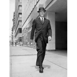  Man in Business Suit Strolling Outdoors Photographic 
