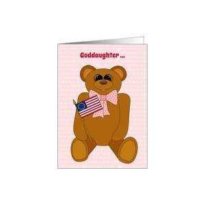 Goddaughter First July 4th Teddy Bear Stars Stripes Forever and Flag 