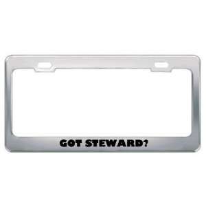  Got Steward? Last Name Metal License Plate Frame Holder 