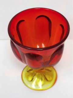 Vintage Amberina Art Glass Chalice Large Goblet Footed Bowl Fiery Red 