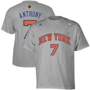 NBA adidas New York Knicks #7 Carmelo Anthony Ash Net Number T shirt 