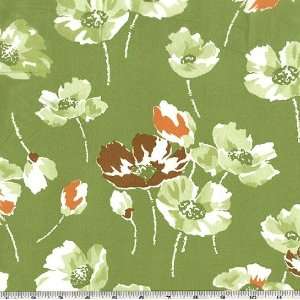  45 Wide Sofia Cotton Lawn Poppies Green Fabric By The 
