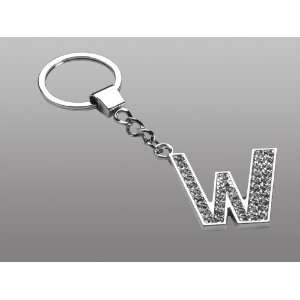  Letter W Covered w/ Ice Bling Clear Gem Crystals Metal Key 