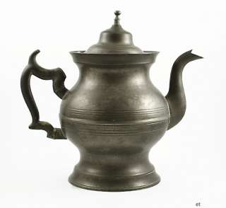 ROSWELL GLEASON ANTIQUE PEWTER COFFEE POT EARLY 1800s  