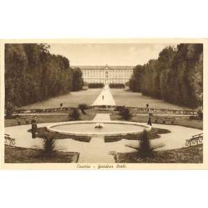 1930s Vintage Postcard   View of the Royal Palace Gardens   Caserta 