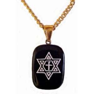  Onyx Necklace   Cross & Star of David