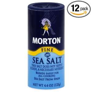 Mortons Salt Sea Fine Shaker 4.4 OZ (Pack of 12)  Grocery 